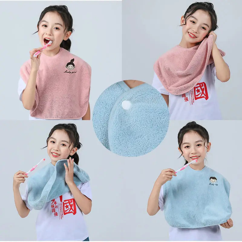 Baby Burp Cloths Toothbrush Bib Coral Fleece Wash Towel Multifunctional Eating Burp Cloths Wash Face Teeth Baby Feeding Bibs