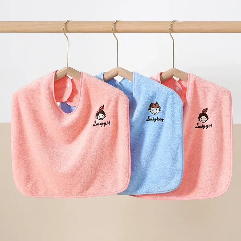Baby Burp Cloths Toothbrush Bib Coral Fleece Wash Towel Multifunctional Eating Burp Cloths Wash Face Teeth Baby Feeding Bibs