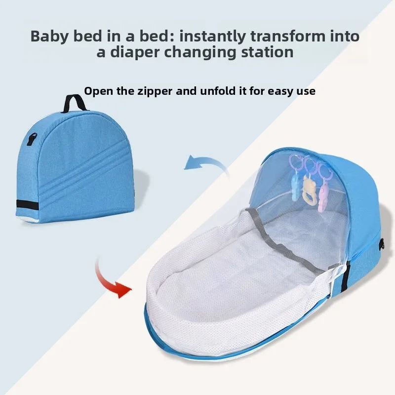 Anti-Pressure Baby Bassinet Portable Foldable Newborn Isolation Travel Crib Easy Carry