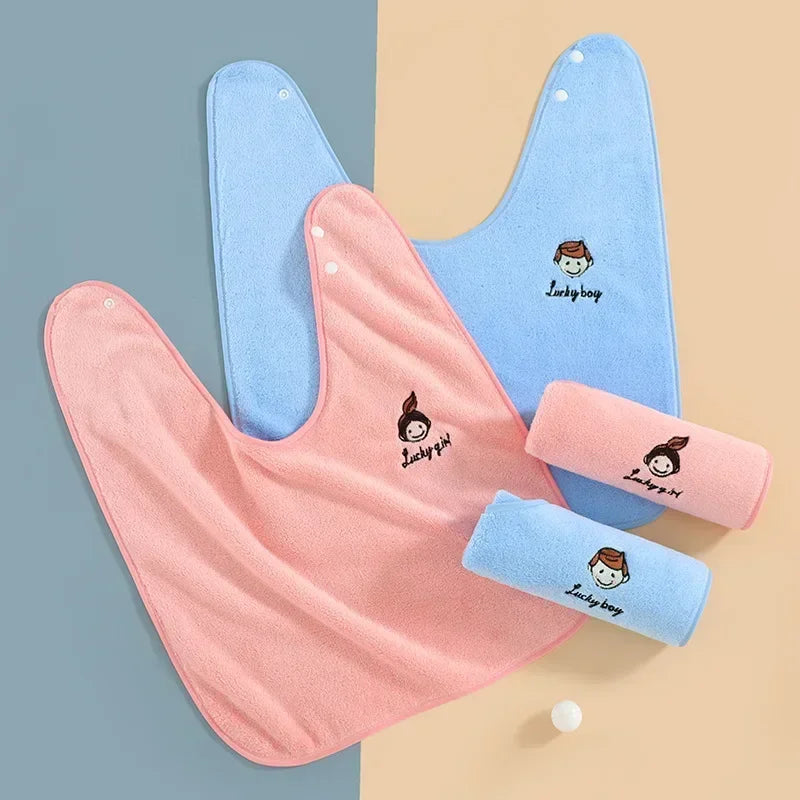 Baby Burp Cloths Toothbrush Bib Coral Fleece Wash Towel Multifunctional Eating Burp Cloths Wash Face Teeth Baby Feeding Bibs