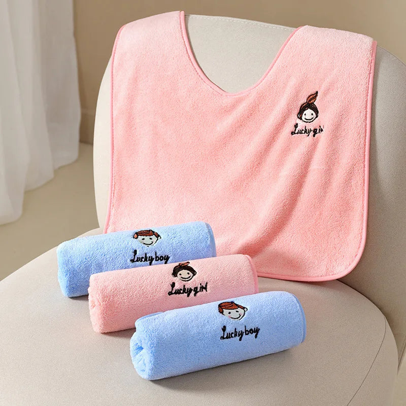 Baby Burp Cloths Toothbrush Bib Coral Fleece Wash Towel Multifunctional Eating Burp Cloths Wash Face Teeth Baby Feeding Bibs