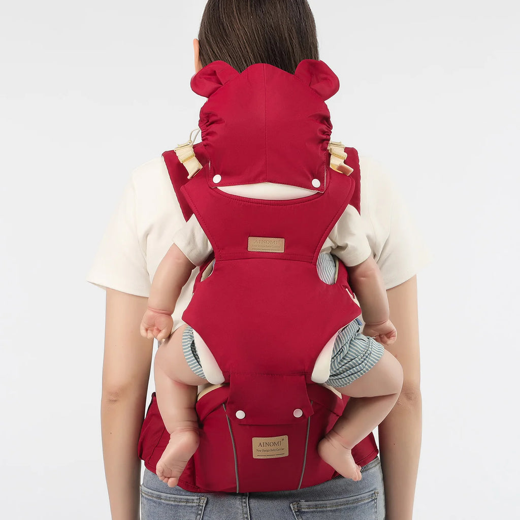 1 Red Multi-Functional Baby Carrier: Cross-Front/Back Style, Hands-Free Design, Adjustable Front-Facing Straps, Suitable for Inf