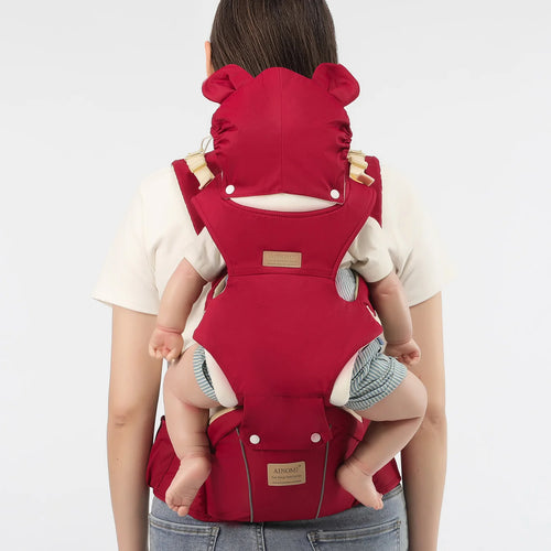1 Red Multi-Functional Baby Carrier: Cross-Front/Back Style, Hands-Free Design, Adjustable Front-Facing Straps, Suitable for Inf